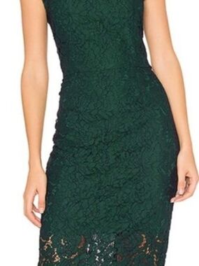 Sleeveless Dark Green Lace Midi Dress - Women's
